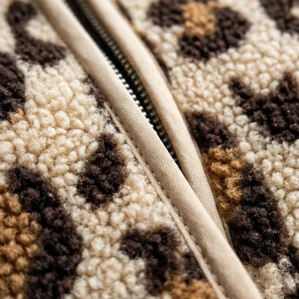 Leopar desenli peluş ceket